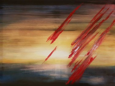 Painting titled "Landscape with red…" by Stephan Janssens, Original Artwork, Lacquer