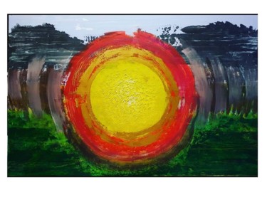 Painting titled "Oxidation sonar ball" by Stephan Janssens, Original Artwork, Acrylic Mounted on Wood Stretcher frame