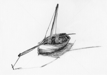 Drawing titled "Sail Boat" by Stephany, Original Artwork, Ballpoint pen