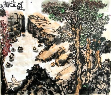 Painting titled "Heart tour" by Yin Si Quan Xiang Gu Xian Sheng Mr Yin, Original Artwork, Ink