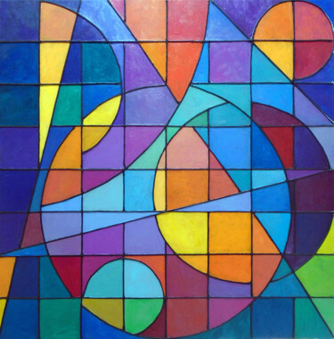 Painting titled "COMPOSITION: CIRCLE…" by Stephen Conroy, Original Artwork, Acrylic Mounted on Wood Stretcher frame