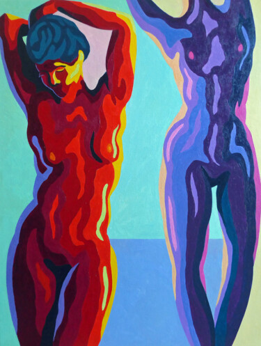 Painting titled "STUDY: TWO DANCING…" by Stephen Conroy, Original Artwork, Acrylic Mounted on Wood Stretcher frame