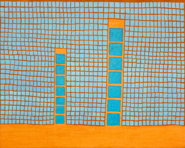 Картина под названием "Study in blue 3" - Stephen Grossman, Подлинное произведение искусства, Масло