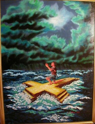 Painting titled "Salvation In A Storm" by Stephen J. Vattimo, Original Artwork, Oil