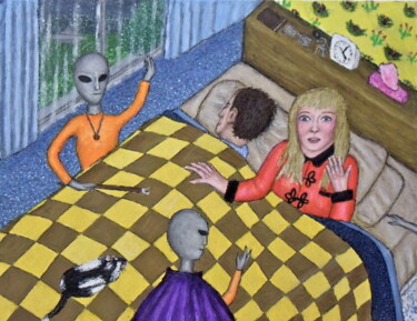 Картина под названием "Alien Visitation" - Stephen Warde Anderson, Подлинное произведение искусства, Акрил Установлен на Дру…