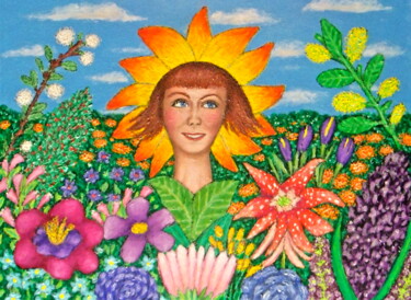 Peinture intitulée "Flower Girl -- Luci…" par Stephen Warde Anderson, Œuvre d'art originale, Acrylique