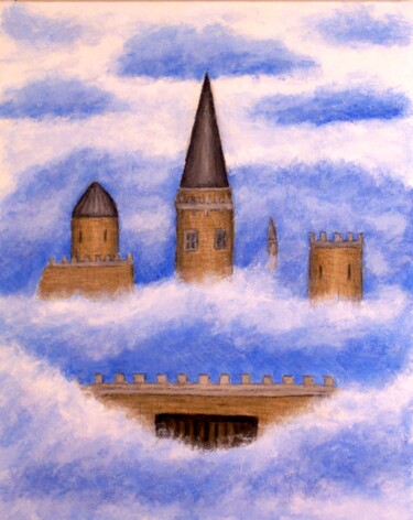 绘画 标题为“Castle in the Sky” 由Stephen Warde Anderson, 原创艺术品, 丙烯 安装在其他刚性面板上