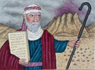 Painting titled "Moses" by Stephen Warde Anderson, Original Artwork, Acrylic Mounted on Other rigid panel