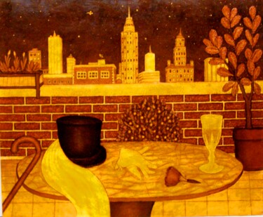 Painting titled "Penthouse Still Life" by Stephen Warde Anderson, Original Artwork, Acrylic Mounted on Wood Panel