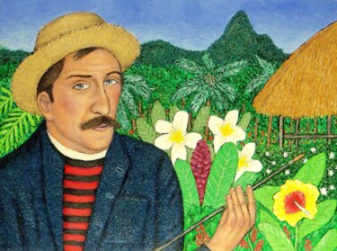 Painting titled "Paul Gauguin" by Stephen Warde Anderson, Original Artwork, Acrylic Mounted on Other rigid panel
