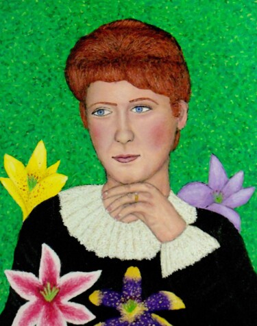 Painting titled "Lillie Langtry" by Stephen Warde Anderson, Original Artwork, Acrylic Mounted on Other rigid panel