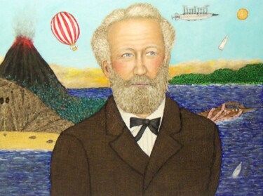 Painting titled "Jules Verne" by Stephen Warde Anderson, Original Artwork, Acrylic