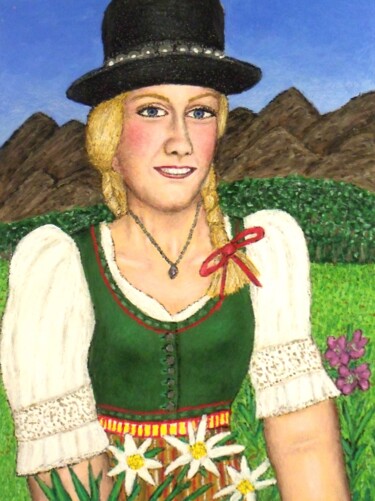 Painting titled "Styrian Princess" by Stephen Warde Anderson, Original Artwork, Acrylic Mounted on Other rigid panel