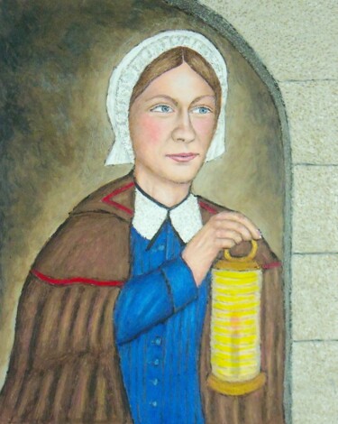 Pintura titulada "Florence Nightingale" por Stephen Warde Anderson, Obra de arte original, Acrílico Montado en Otro panel rí…