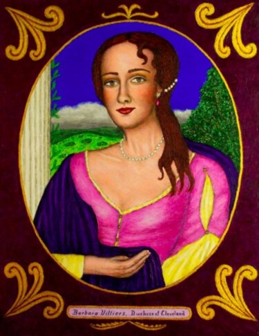 Painting titled "Barbara Villiers, D…" by Stephen Warde Anderson, Original Artwork, Acrylic Mounted on Other rigid panel