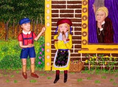 Картина под названием "Hansel and Gretel" - Stephen Warde Anderson, Подлинное произведение искусства, Акрил Установлен на Др…