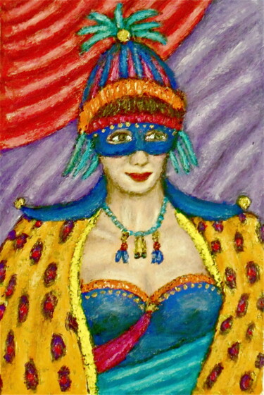 Painting titled "Masked Diva - Sorel" by Stephen Warde Anderson, Original Artwork, Acrylic Mounted on Other rigid panel