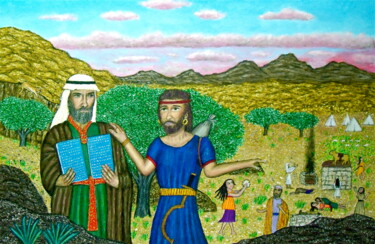 Painting titled "Moses Comes Down Fr…" by Stephen Warde Anderson, Original Artwork, Acrylic Mounted on Other rigid panel