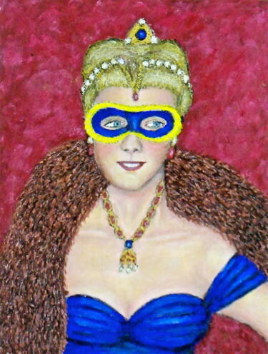 Painting titled "Masked Diva - Delia" by Stephen Warde Anderson, Original Artwork, Acrylic Mounted on Other rigid panel