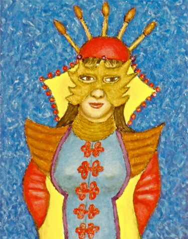 Painting titled "Masked Diva - Liling" by Stephen Warde Anderson, Original Artwork, Acrylic Mounted on Other rigid panel
