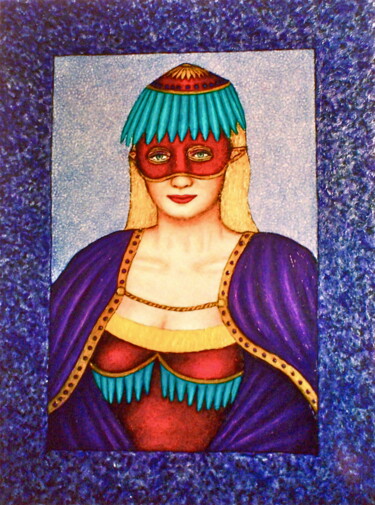 Painting titled "Masked Diva - Doret…" by Stephen Warde Anderson, Original Artwork, Acrylic Mounted on Wood Panel