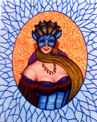 Painting titled "Masked Diva - Amary…" by Stephen Warde Anderson, Original Artwork, Acrylic Mounted on Wood Panel