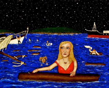 Картина под названием "Shipwrecked Yacht" - Stephen Warde Anderson, Подлинное произведение искусства, Акрил Установлен на Др…