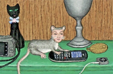 Painting titled "Dona the Deer Mouse…" by Stephen Warde Anderson, Original Artwork, Acrylic Mounted on Other rigid panel