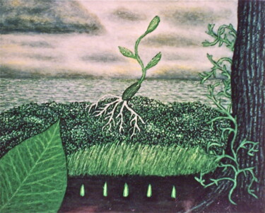 Peinture intitulée "Germination" par Stephen Warde Anderson, Œuvre d'art originale, Acrylique Monté sur Panneau de bois