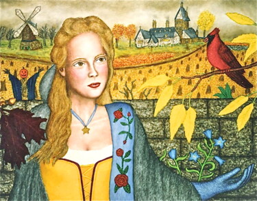 Schilderij getiteld "Christina Ricci fro…" door Stephen Warde Anderson, Origineel Kunstwerk, Olie Gemonteerd op Houten paneel