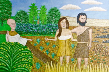 Painting titled "Adam and Eve Expell…" by Stephen Warde Anderson, Original Artwork, Acrylic Mounted on Other rigid panel