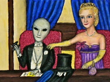 Painting titled "Sir Alien Grey -- I…" by Stephen Warde Anderson, Original Artwork, Acrylic Mounted on Other rigid panel
