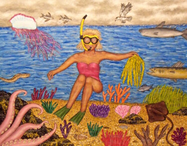 Картина под названием "The Snorkeler" - Stephen Warde Anderson, Подлинное произведение искусства, Акрил Установлен на Другая…