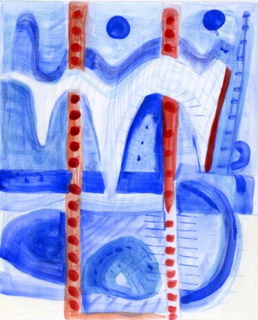 Schilderij getiteld "BLUE MOON" door Stephen Lucas, Origineel Kunstwerk, Aquarel