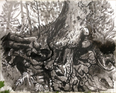 Zeichnungen mit dem Titel "Large Roots Drawing" von Stephen West, Original-Kunstwerk, Tinte