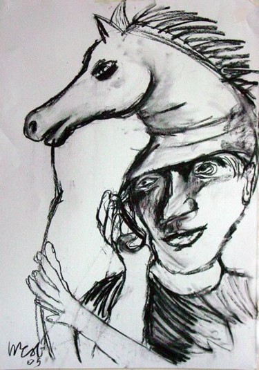 Drawing titled "Wearing horses head…" by Stephen West, Original Artwork, Other