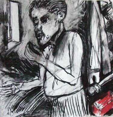 Drawing titled "phoning in interior" by Stephen West, Original Artwork, Other