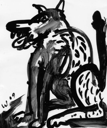 Drawing titled "Ink Dog 4" by Stephen West, Original Artwork, Other