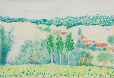 Siegertshofen Malerei mit dem Titel "Siegertshofen" von Karin Sternberg, Original-Kunstwerk, Aquarell