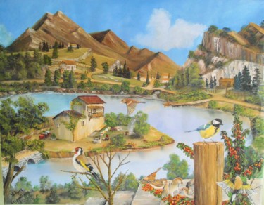 Ζωγραφική με τίτλο "the mountain-το ορος" από Christos Sterniotis, Αυθεντικά έργα τέχνης, Λάδι