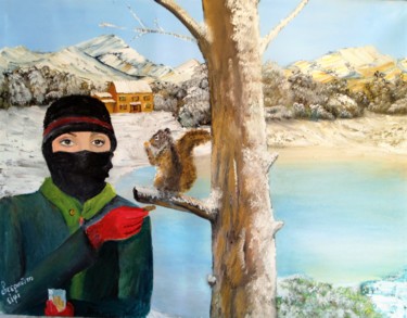 Ζωγραφική με τίτλο "μια χειμωνιατικη με…" από Christos Sterniotis, Αυθεντικά έργα τέχνης, Λάδι