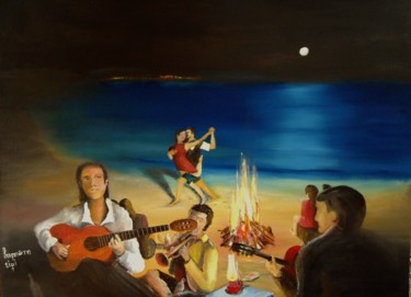 Painting titled "tango like a dream" by Christos Sterniotis, Original Artwork, Oil
