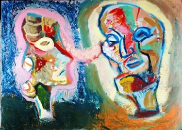 Painting titled "Dialogue 2" by Stevan Kitić, Original Artwork, Oil