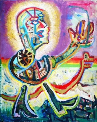 Painting titled "Warrior" by Stevan Kitić, Original Artwork, Oil