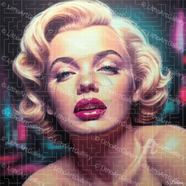 Arts numériques intitulée "Portrait de Marilyn…" par Steve Deleris, Œuvre d'art originale, Peinture numérique