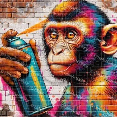 Цифровое искусство под названием "Singe Street Art" - Steve Deleris, Подлинное произведение искусства, Цифровая живопись