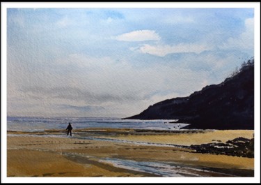 Painting titled "Caswell Bay" by Steve Lovegrove, Original Artwork, Watercolor