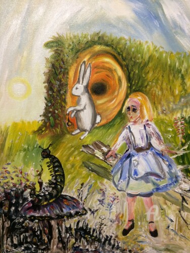 Pintura titulada "Caterpillar Teaches…" por Steve Phillips, Obra de arte original, Oleo Montado en Bastidor de camilla de ma…