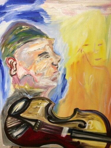 Painting titled "Thinking  of Music" by Steve Phillips, Original Artwork, Oil