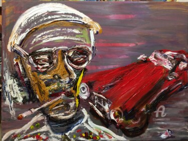 Schilderij getiteld "C no Evil." door Steve Phillips, Origineel Kunstwerk, Olie Gemonteerd op Frame voor houten brancard